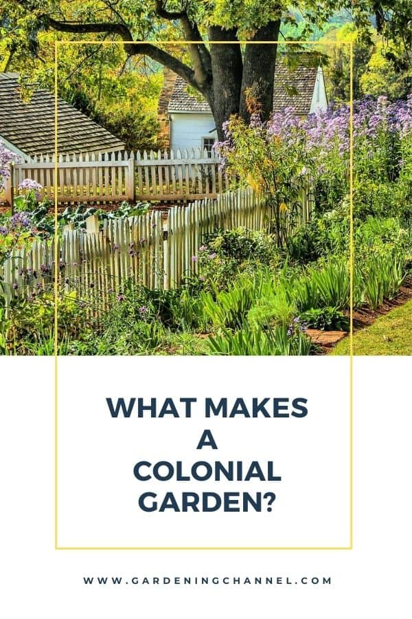 jardín colonial con texto superpuesto que hace que un jardín colonial