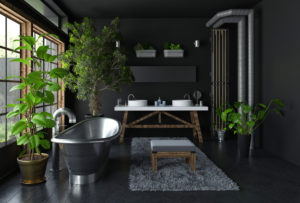 Bañera de acero en un baño de diseño